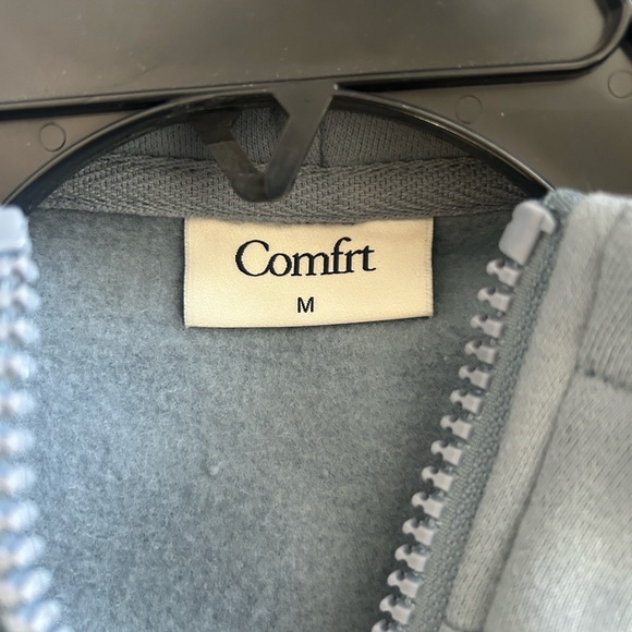 Comfit Gray Zip-Up Hoodie light blue Size Medium Very oversized unisex - Picture 6 of 7